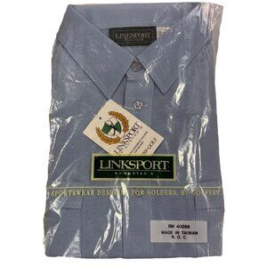 Linksport By Hustads Mens Light Blue Short Sleeve Golf Shirt L  New Old Stock